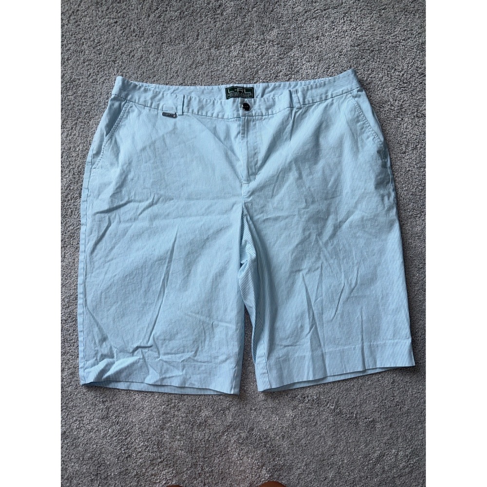 Lauren Ralph Lauren Active Blue White Seersucker Stripe Shorts Womens 18W Plus